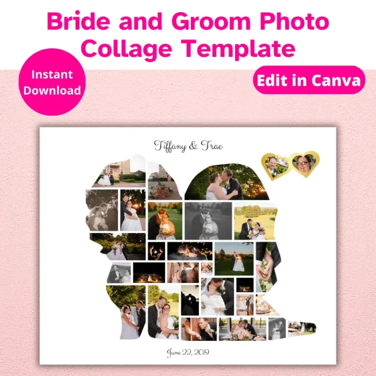 Bride and groom photo collage