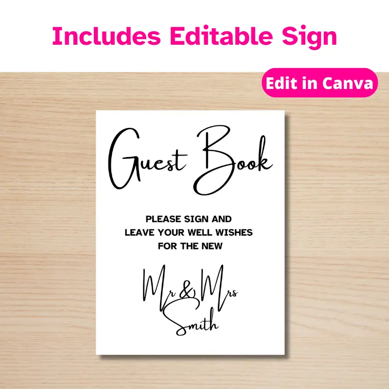 Wedding guestbook photobook personal use sign