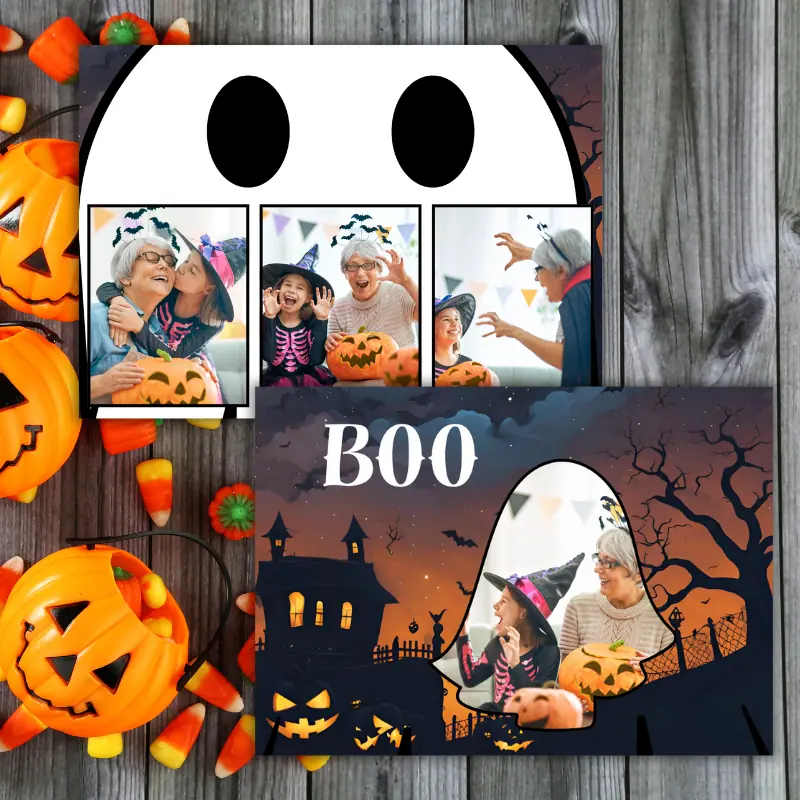 Ghost Halloween photo card display
