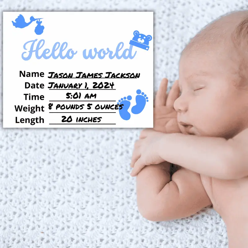 newborn boy with milestone printable