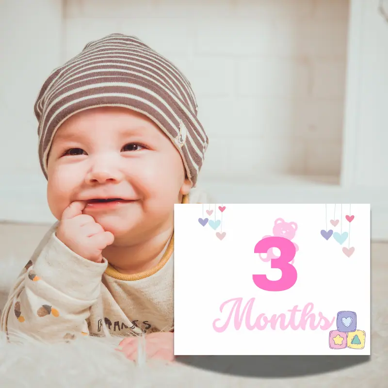3 month old with printable milestone marker