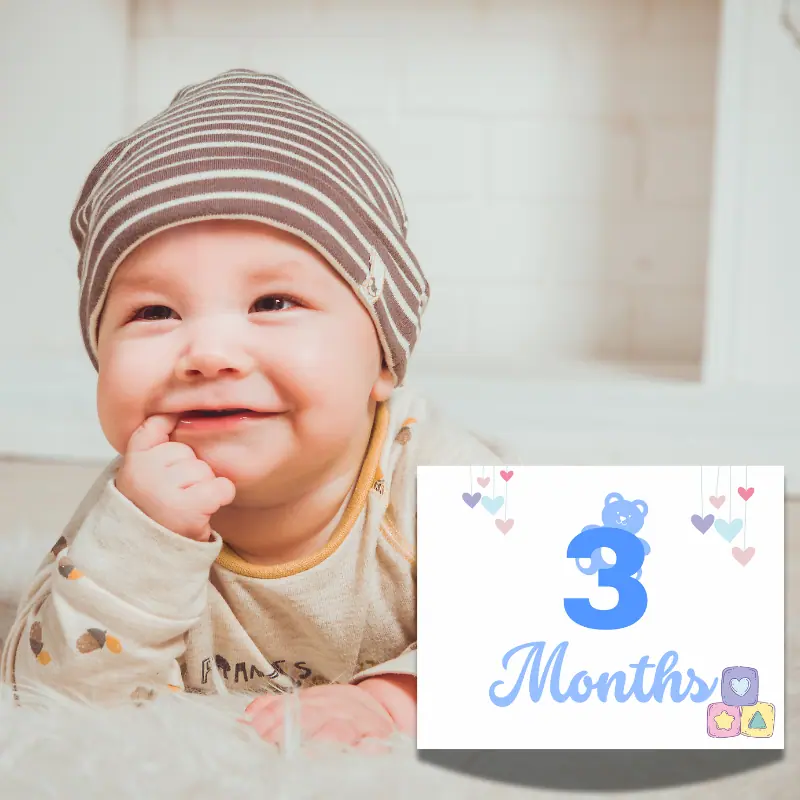 3 month old boy with a milestone printable