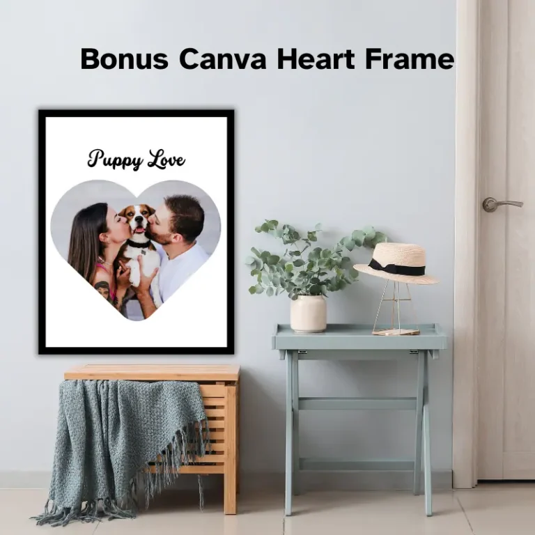 puppy love photo in canva heart frame