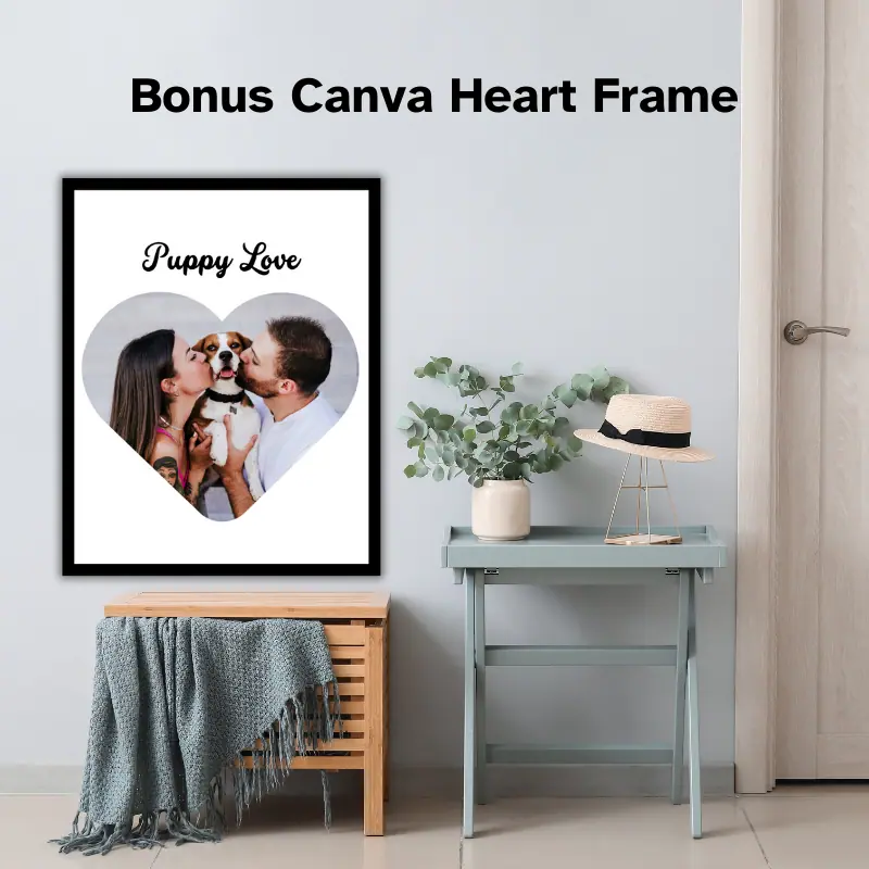 puppy love photo in canva heart frame