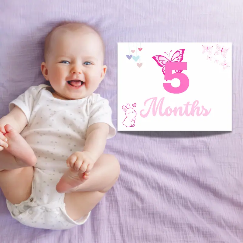 5 month old with printable milestone card