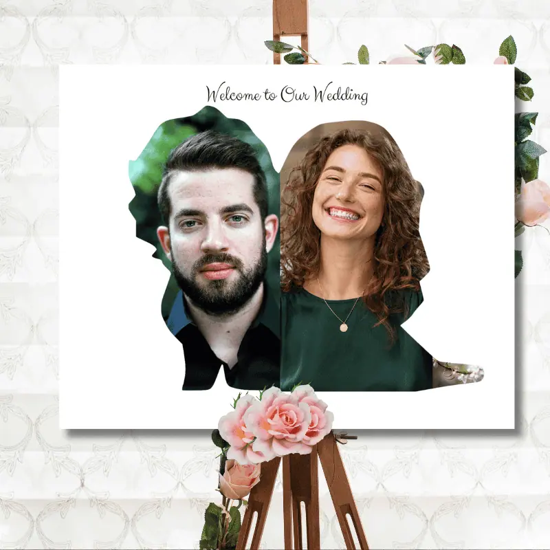 wedding day photo collage of bride and groom