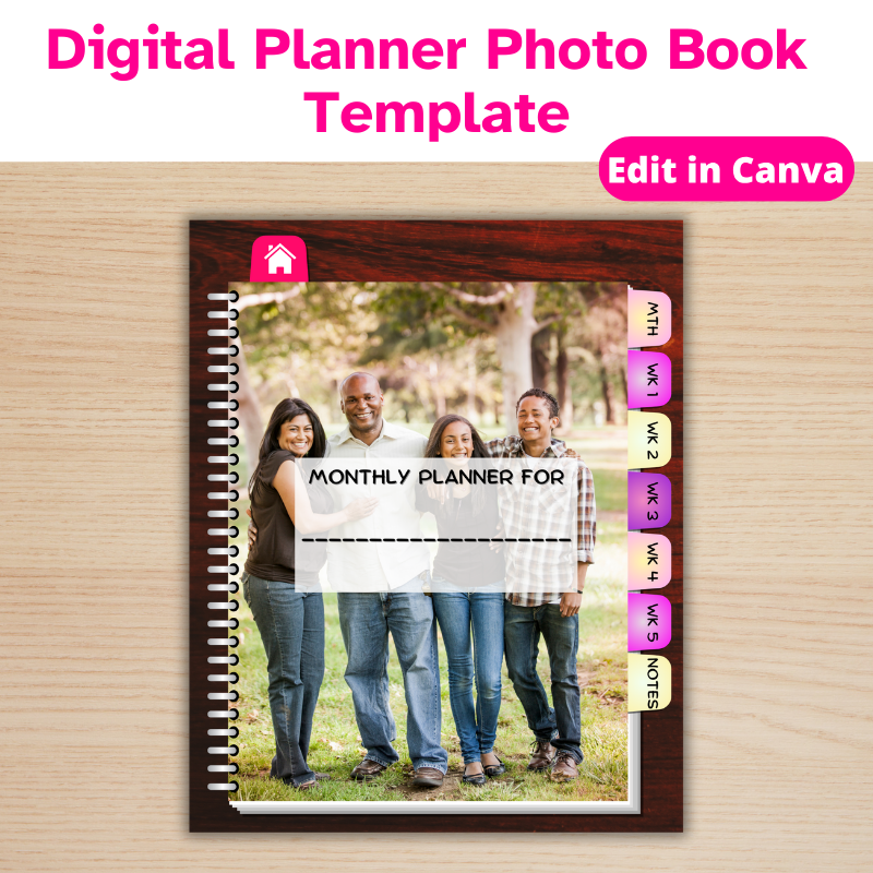 a digital planner with hyperlinked tabs displaying the belongs to page. The background is personalized with a family photo.