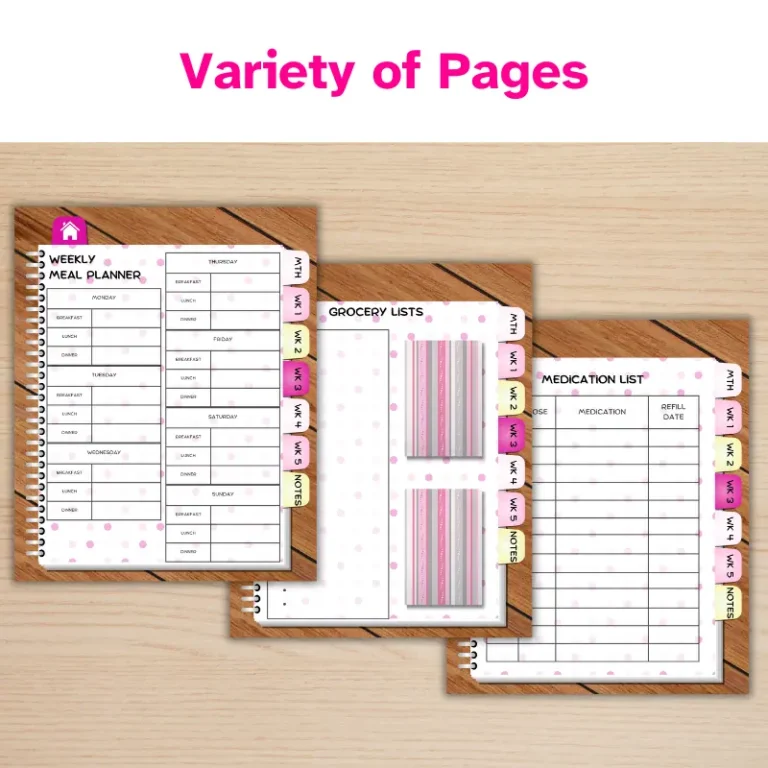 Undated, Monthly Digital Planner with Pink Polka Dots (2)