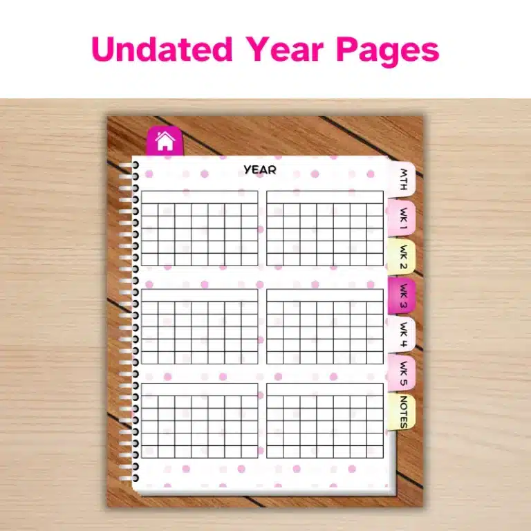 Undated, Monthly Digital Planner with Pink Polka Dots (4)