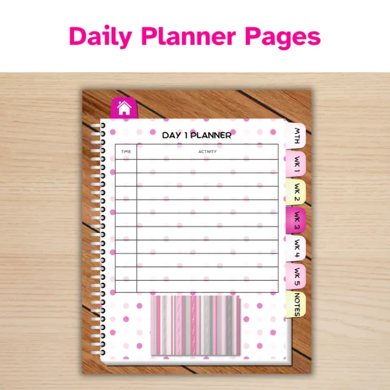 Undated, Monthly Digital Planner with Pink Polka Dots (5)