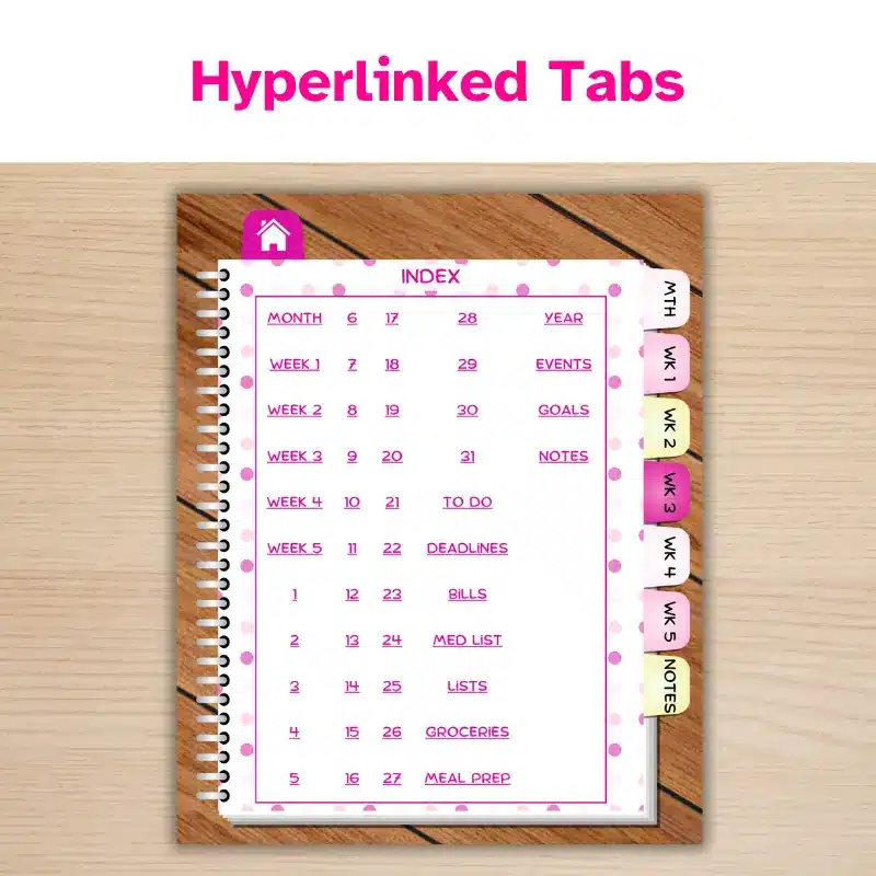 Undated, Monthly Digital Planner with Pink Polka Dots (7)