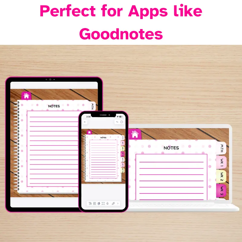 Undated, Monthly Digital Planner with Pink Polka Dots (8)
