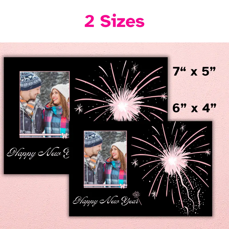 Pink and Black Happy New Year Photo Card (3)