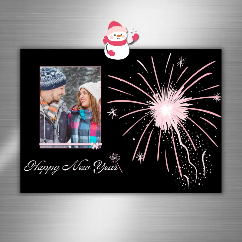 Pink and Black Happy New Year Photo Card (4)