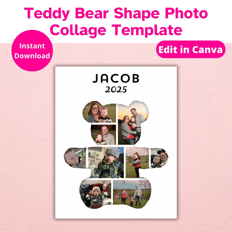 Teddy Bear Shape Photo Collage Template