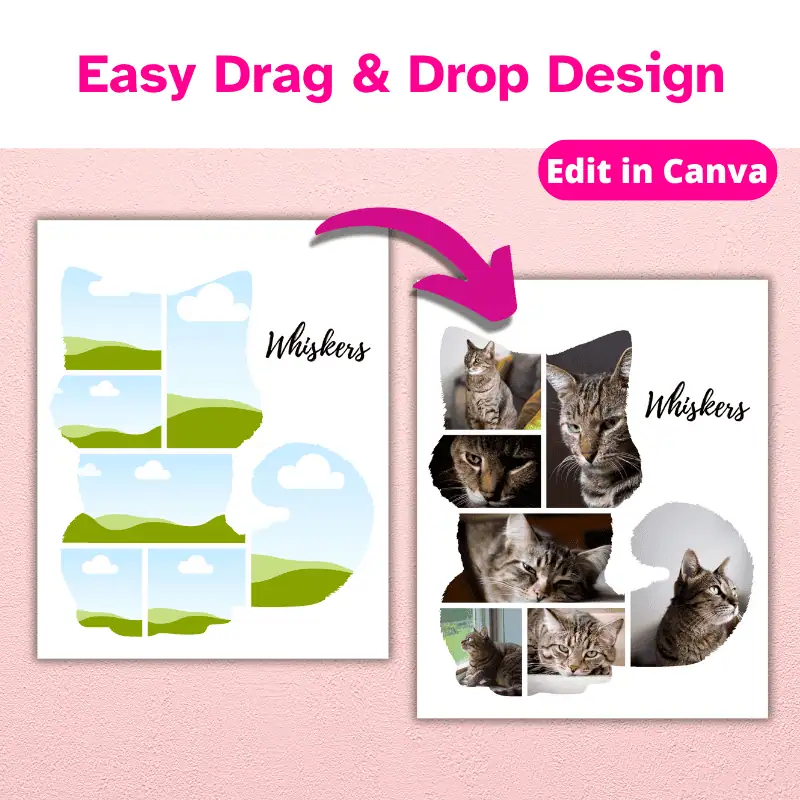 Cat Shape Photo Collage Template (3)