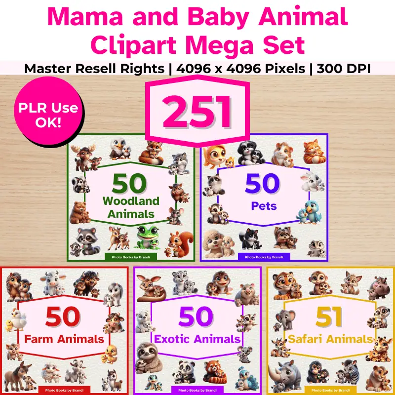 Mama and Baby Animal Clipart Mega Set