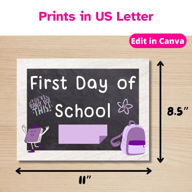 First Day of School Chalboard Sign Template (3)