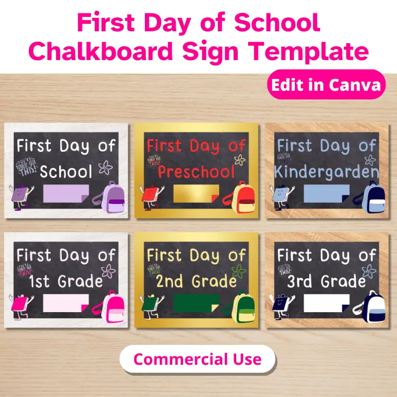 PLR First Day of School Chalkboard Sign Template