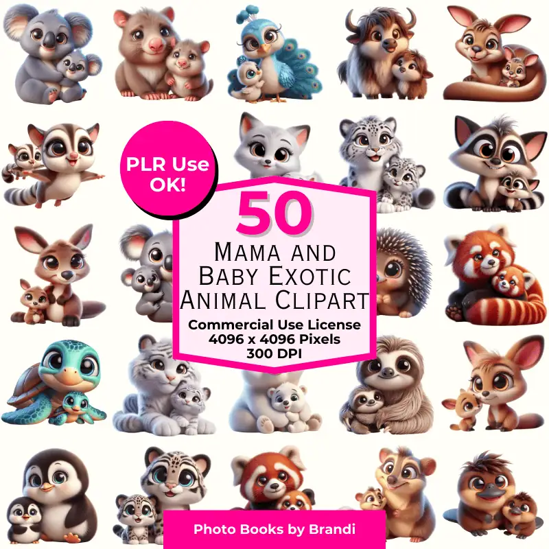 Mama and Baby Exotic Animal Clipart