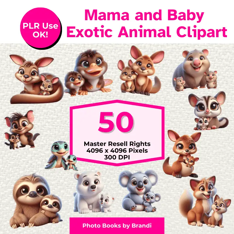 Mama and Baby Exotic Animal Clipart Mockups (8)