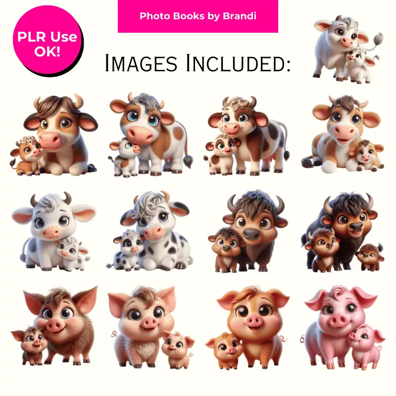 Mama and Baby Farm Animal Clipart Mockups (4)