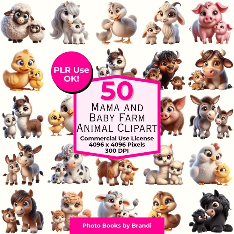 Mama and Baby Farm Animal Clipart Mockups (7)
