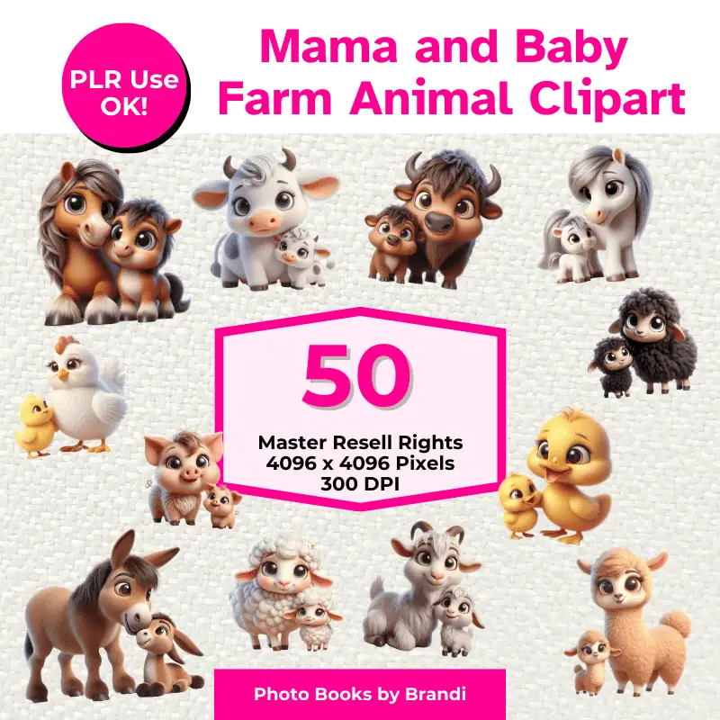 Mama and Baby Farm Animal Clipart Mockups (8)