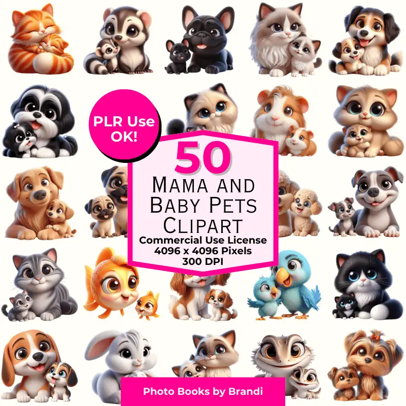 Mama and Baby Pets Clipart