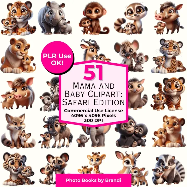 Mama and Baby Safari Animal Clipart (1)
