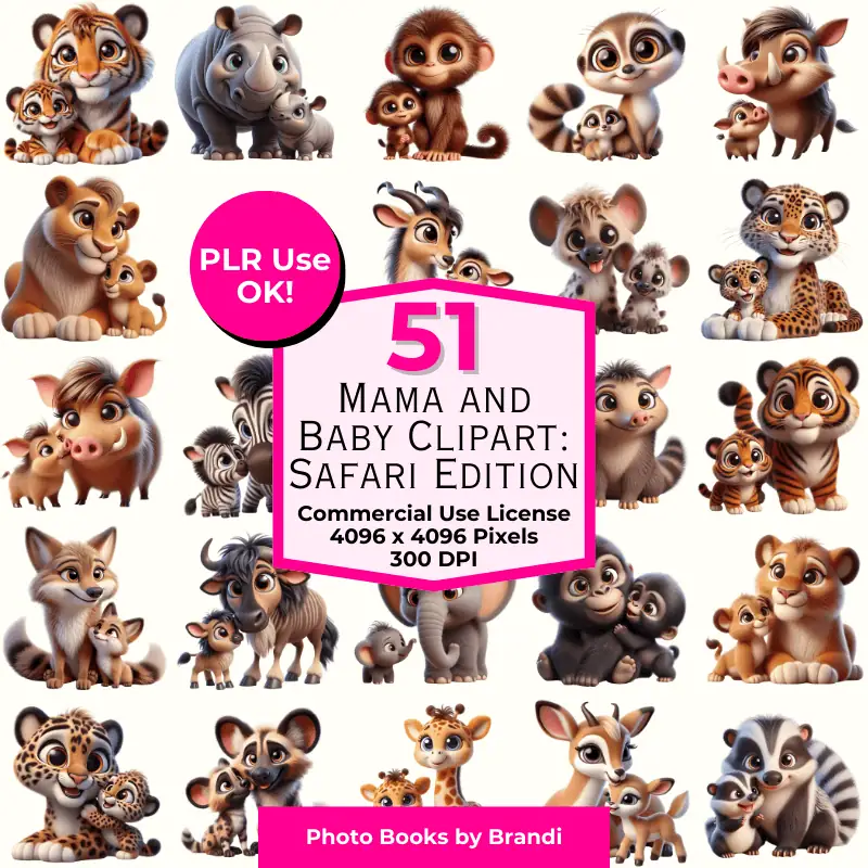 Mama and Baby Clipart: Safari Edition