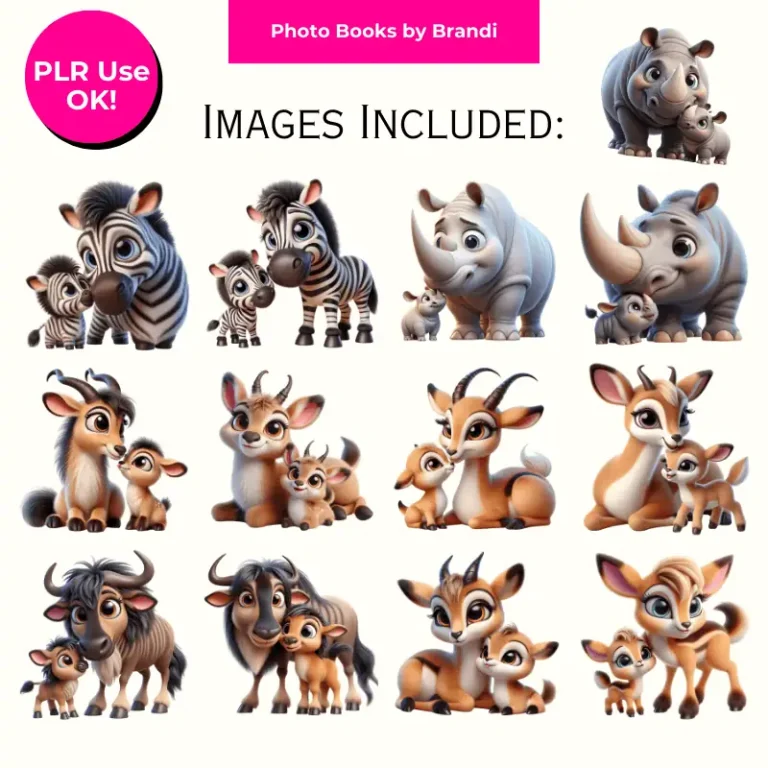 Mama and Baby Safari Animal Clipart (4)