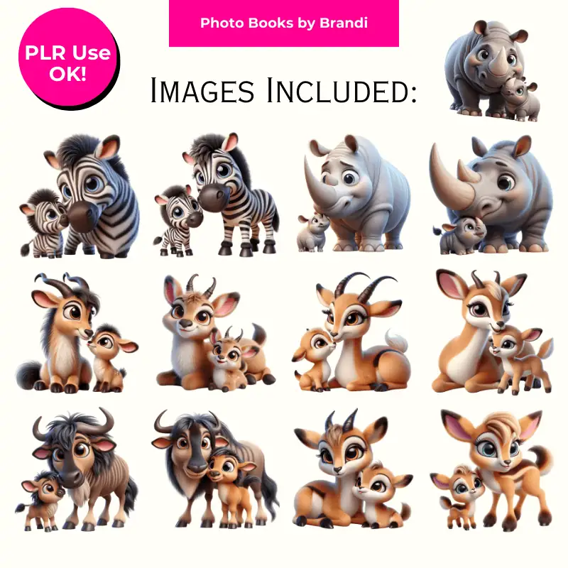Mama and Baby Safari Animal Clipart (4)