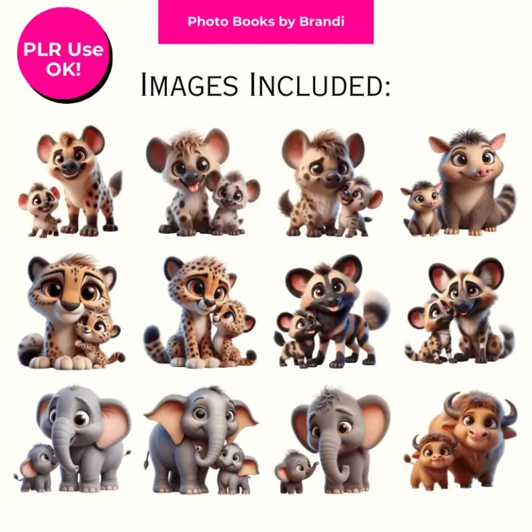 Mama and Baby Safari Animal Clipart (6)