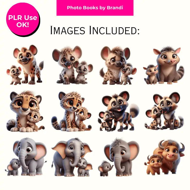 Mama and Baby Safari Animal Clipart (6)
