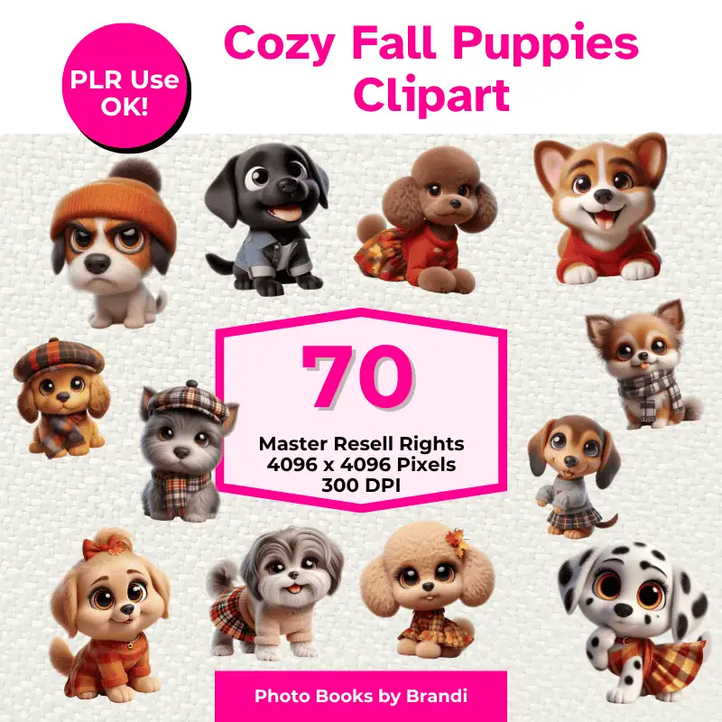 Cozy Fall Puppies Clipart with MRR (10)