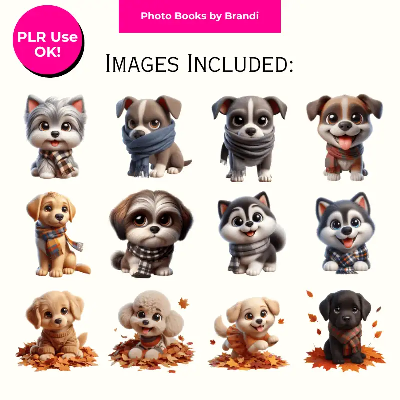 Cozy Fall Puppies Clipart with MRR (3)