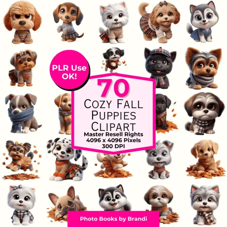 Cozy Fall Puppies Clipart with MRR (9)