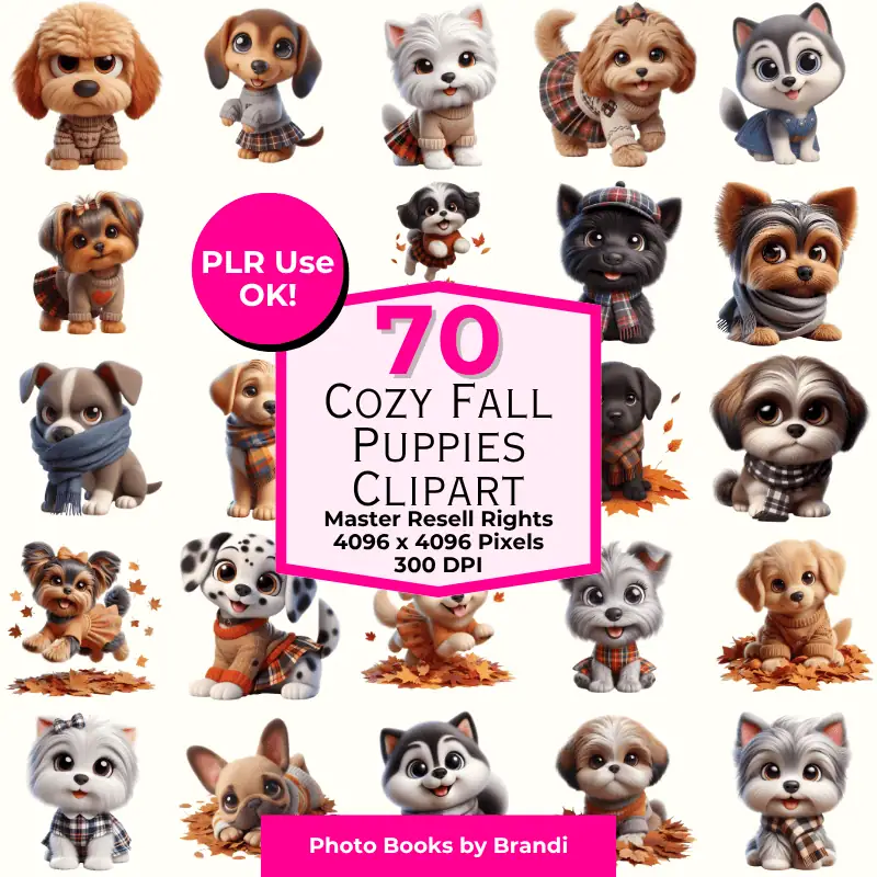 Cozy Fall Puppies Clipart