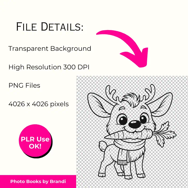 Reindeer line art Transparent