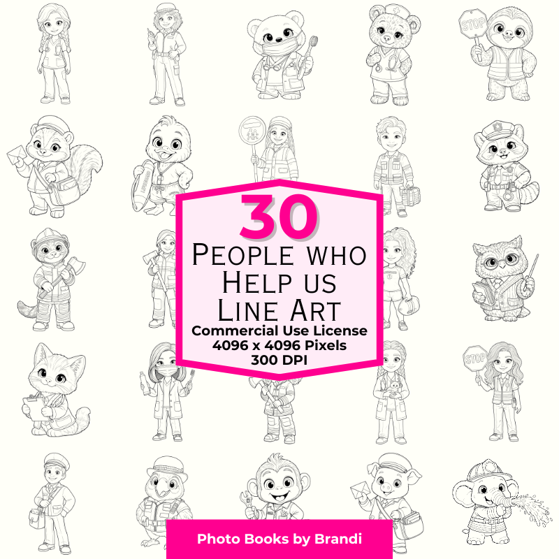 People Who Help Us Line Art